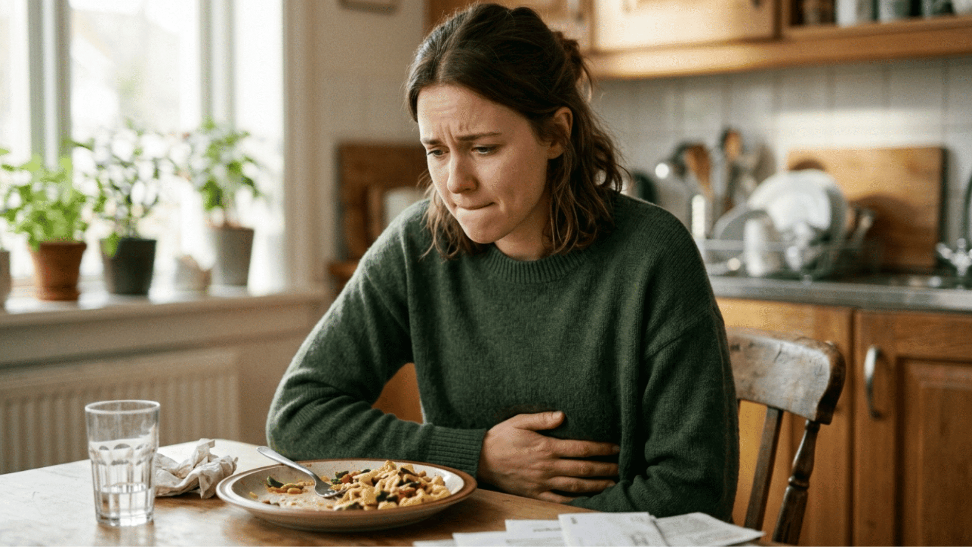 a woman feeling nausea
