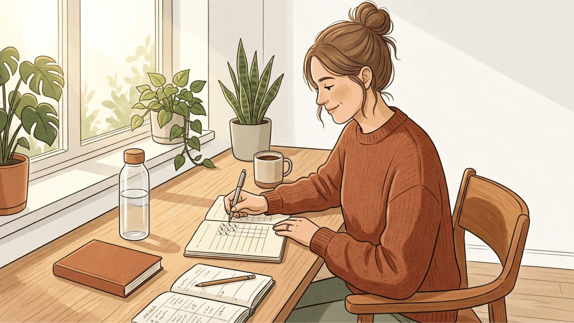 a person cross checking the checklist of daily habits