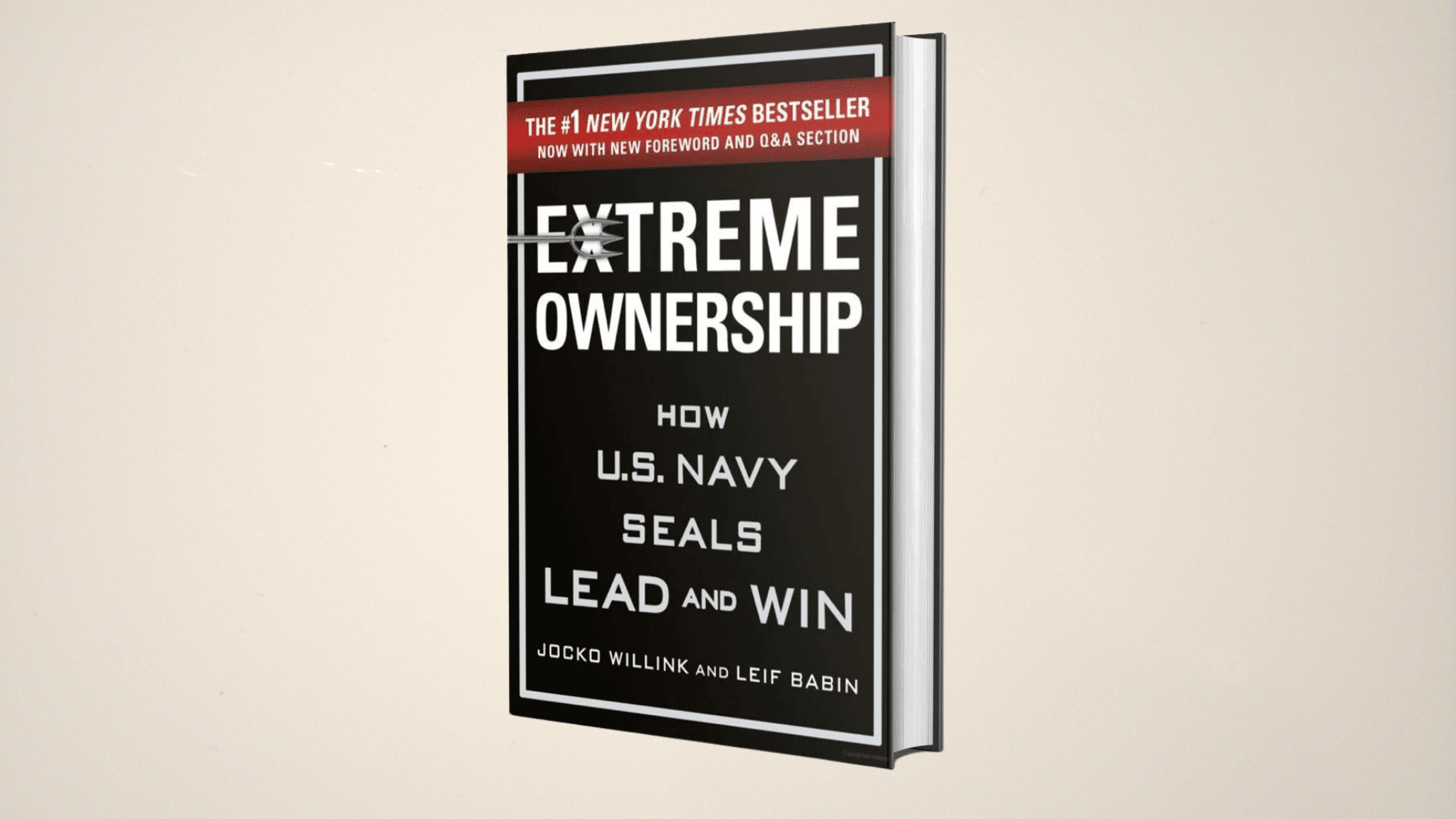 The book extreme ownership by jocko willink and leif babin on a solid background