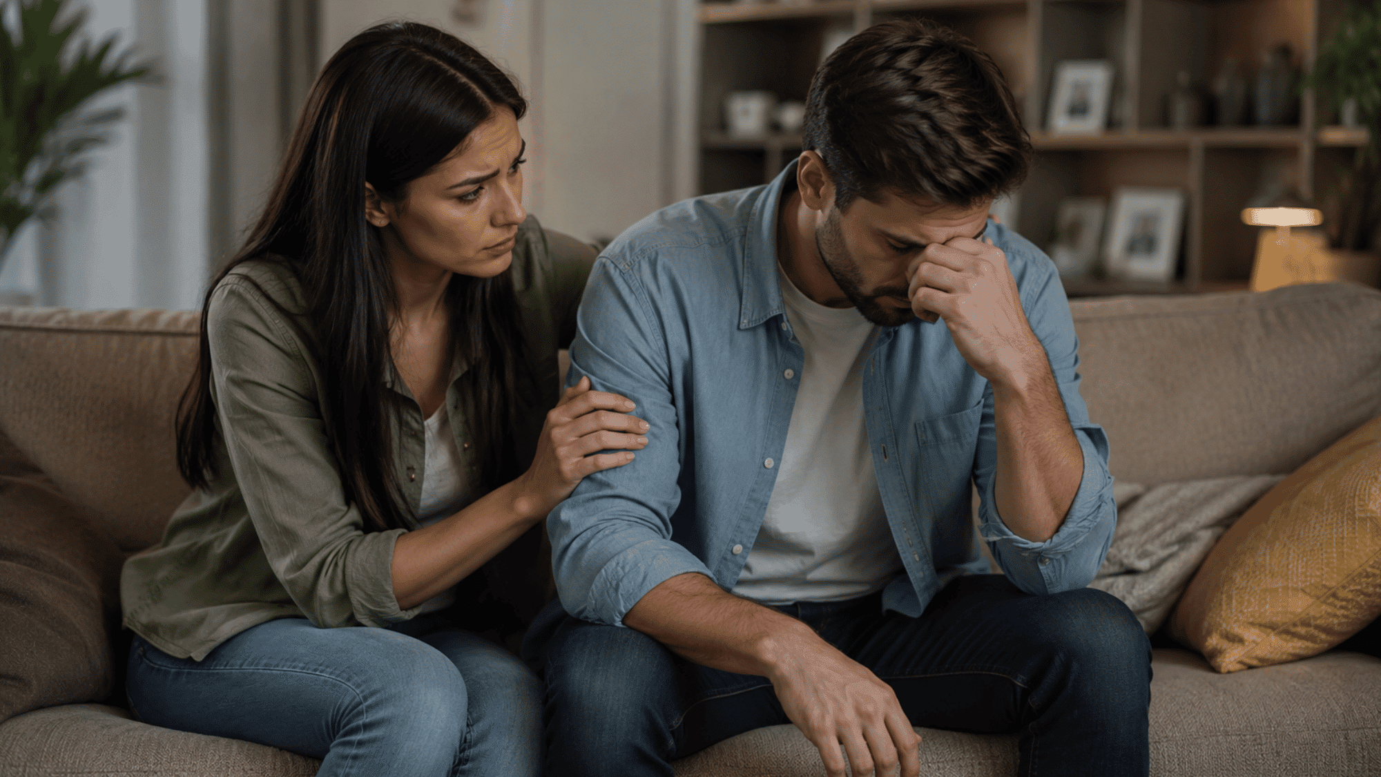 partner supporting the other in a codependent relationship with compassion during addiction recovery