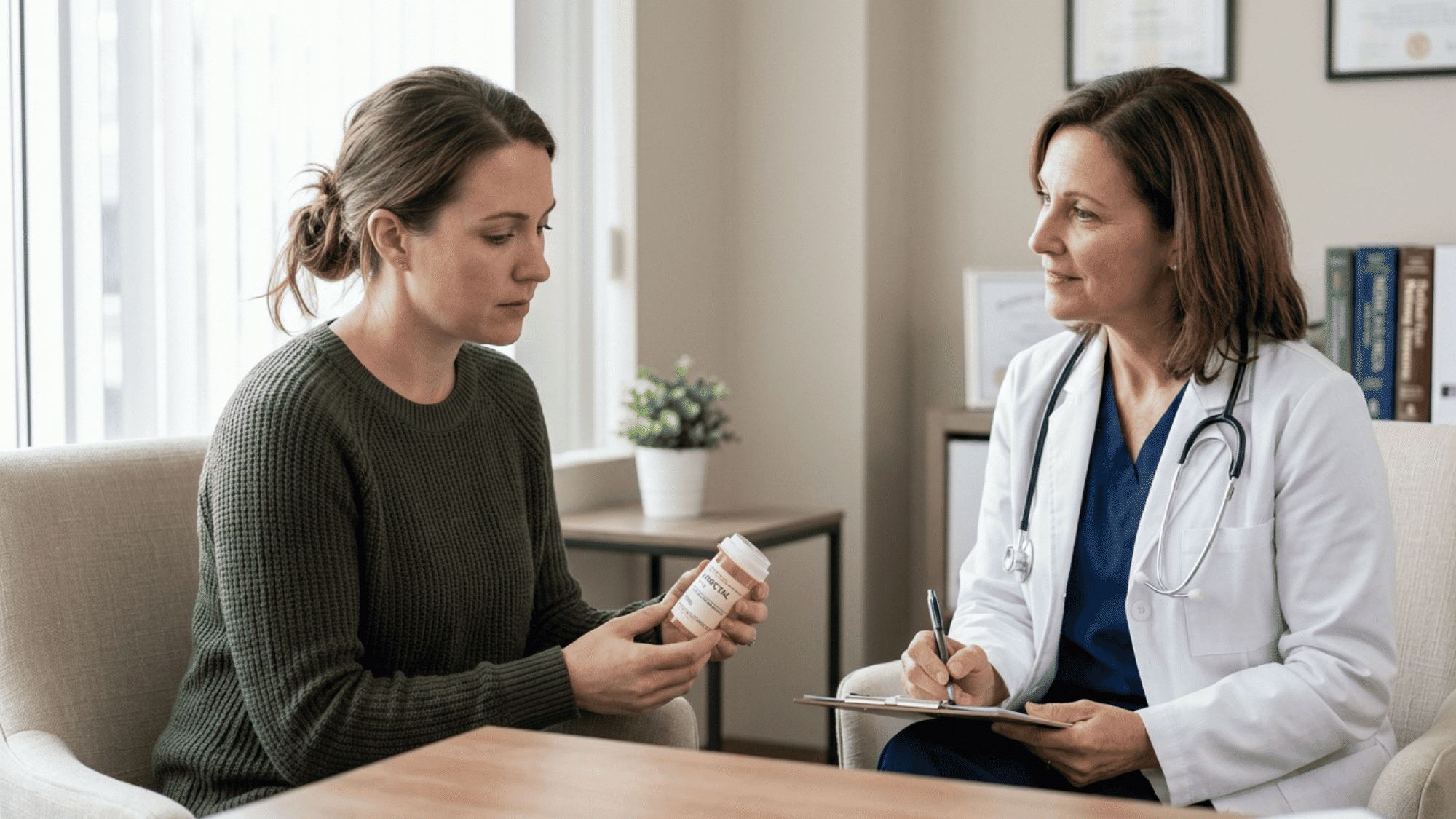 patient discussing lamictal treatment options with doctor during a medical consultation