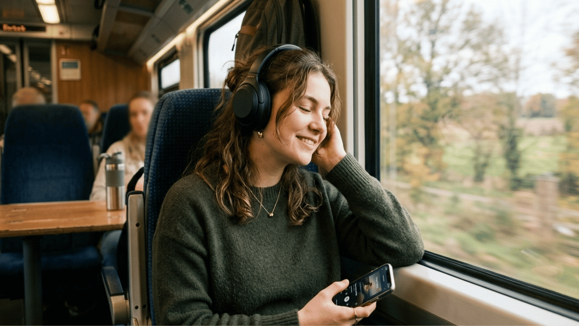 a girl listening to music showing the sign of healing