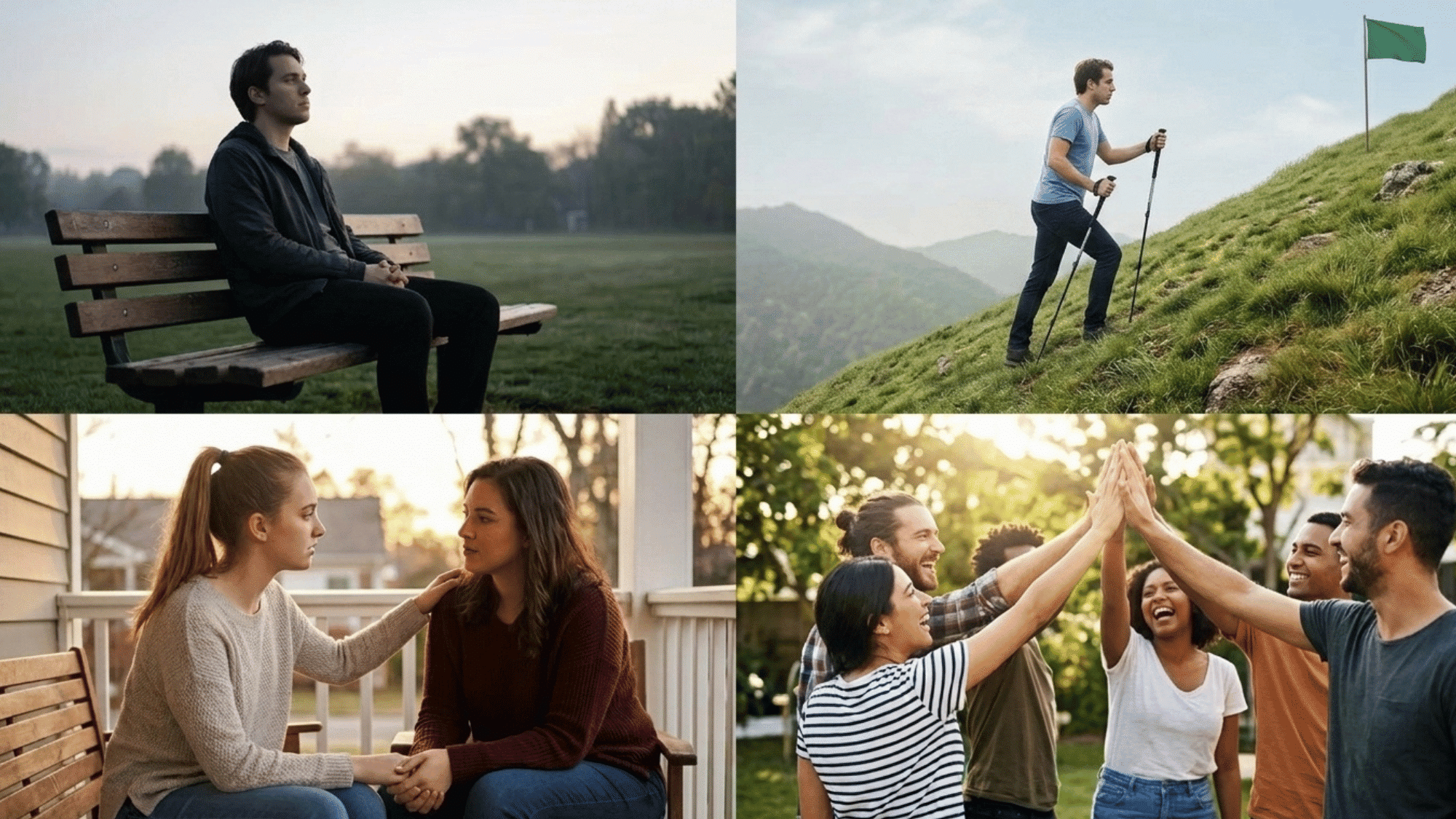 a collage showing phases of recovery