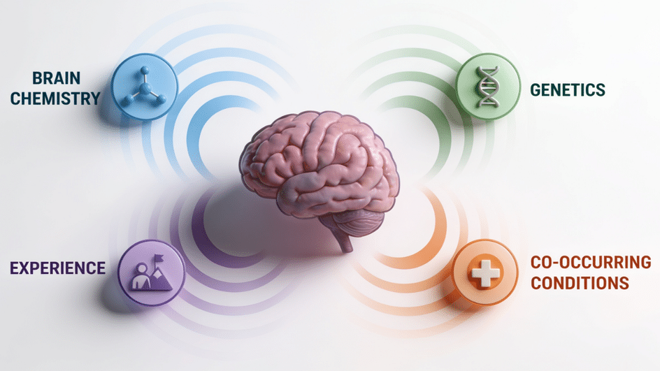 brain illustration explaining factors that influence emotional regulation in rsd adhd