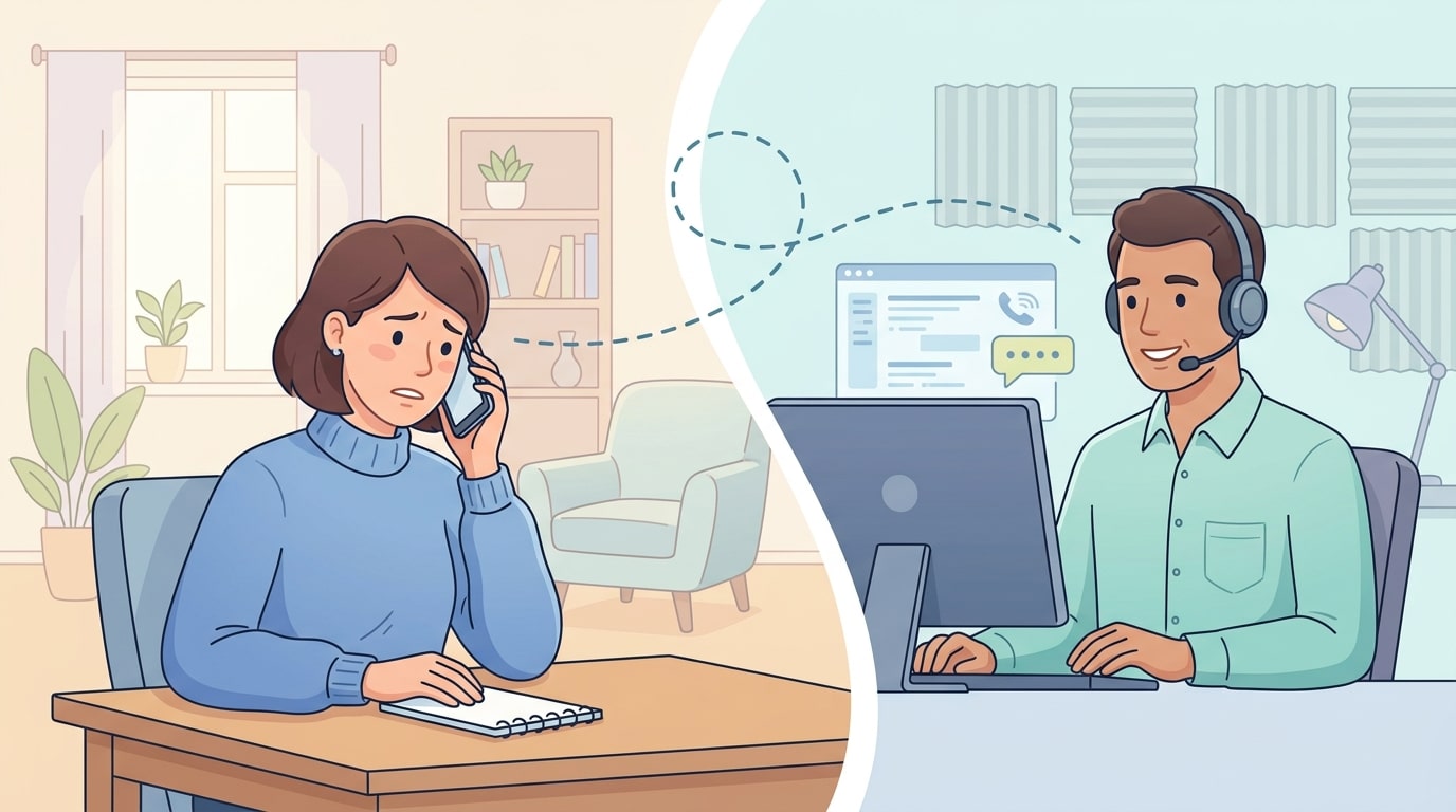 person calling a mental health crisis support hotline for guidance