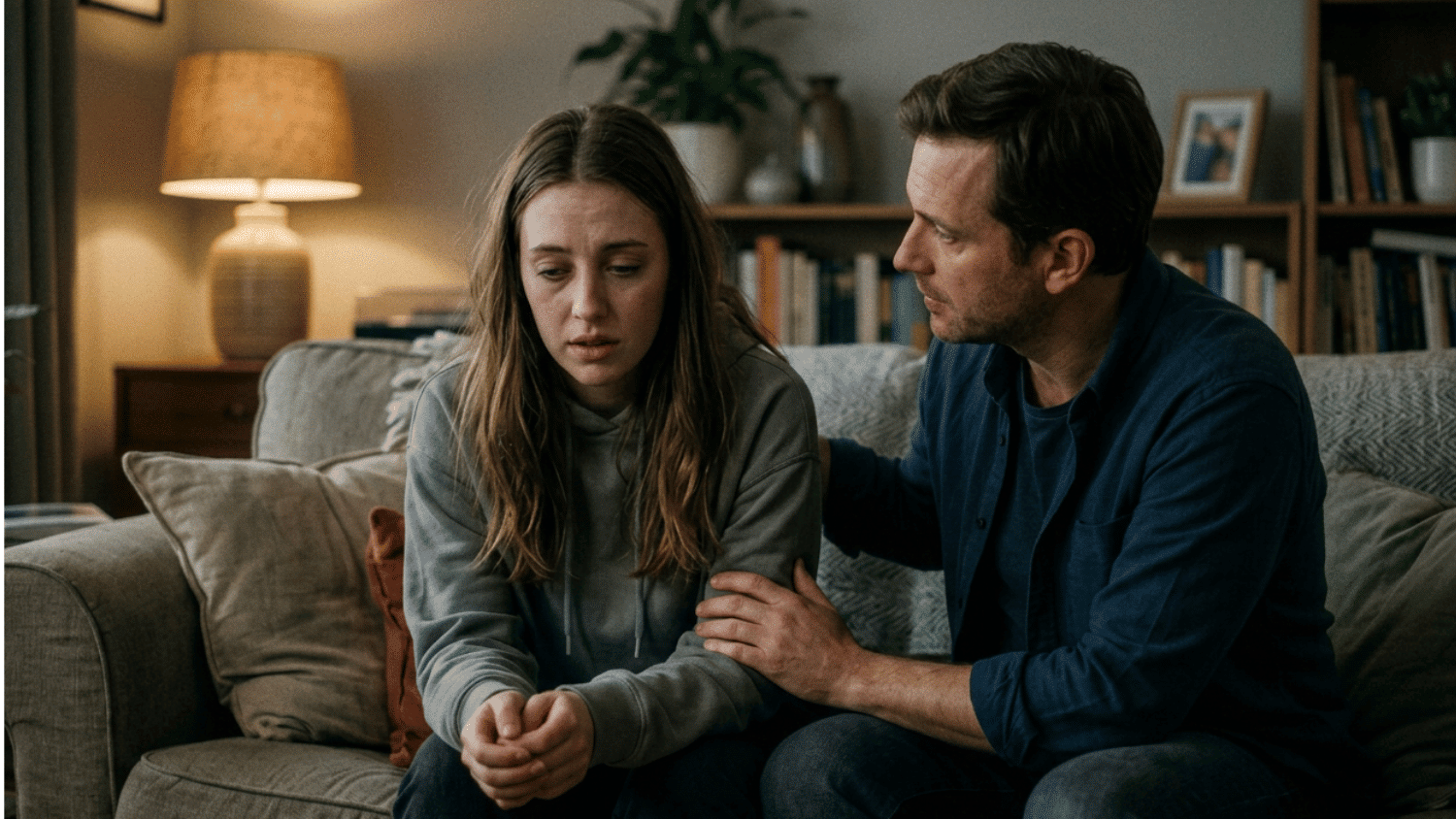 partner listening with compassion as a person shares emotions during a difficult conversation at home