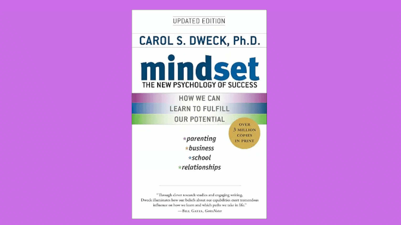 mindset book cover by carol s dweck with a purple background